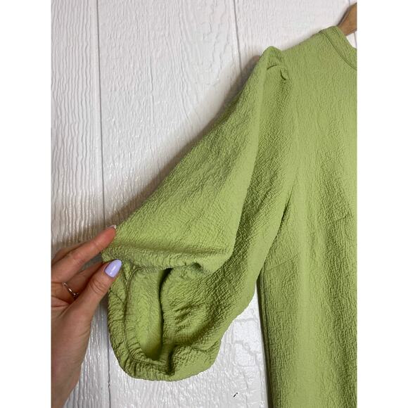 SAMSOE SAMSOE Junis Sage Green Crinkle Crewneck Shift Dress MEDIUM NWT $170 - Picture 10 of 12